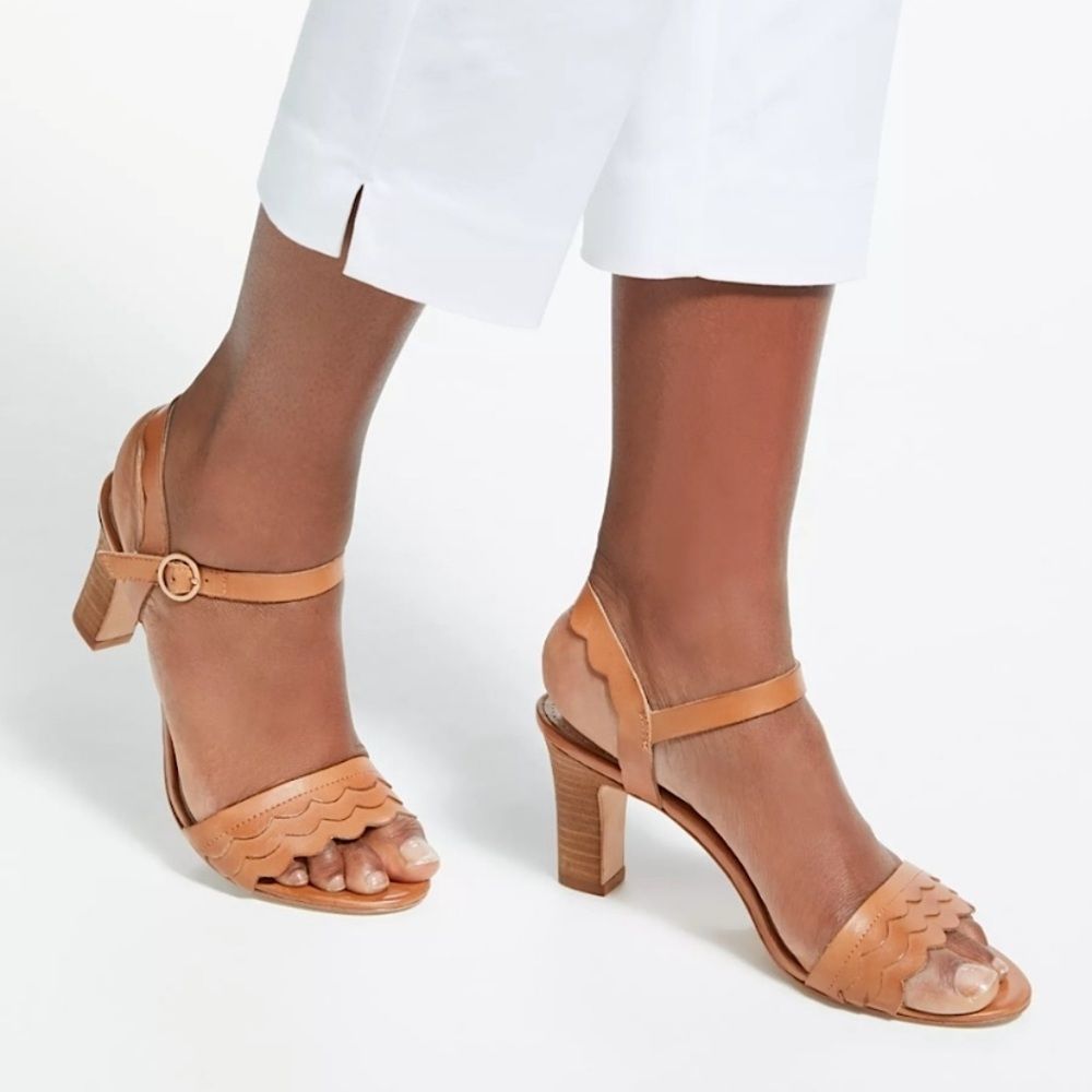 Boden Tan Scalloped Sandals